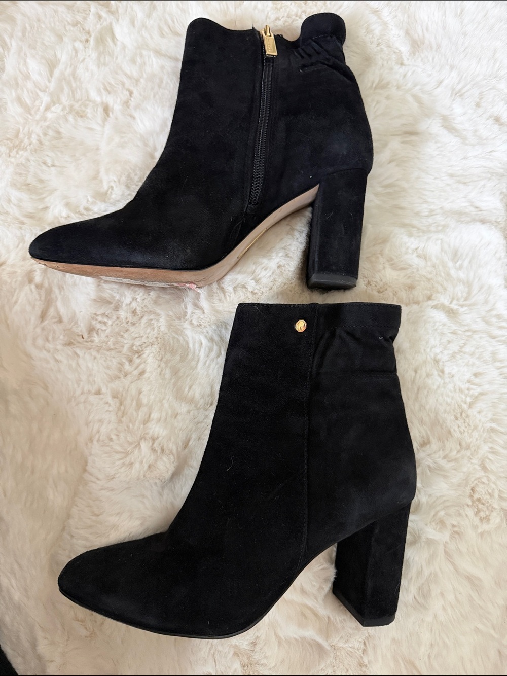Louise et Cie Black Suede Block Heel Ankle Boots - Women's